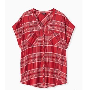Torrid Red Plaid Dolman Shirt NWT size 2 (18-20)